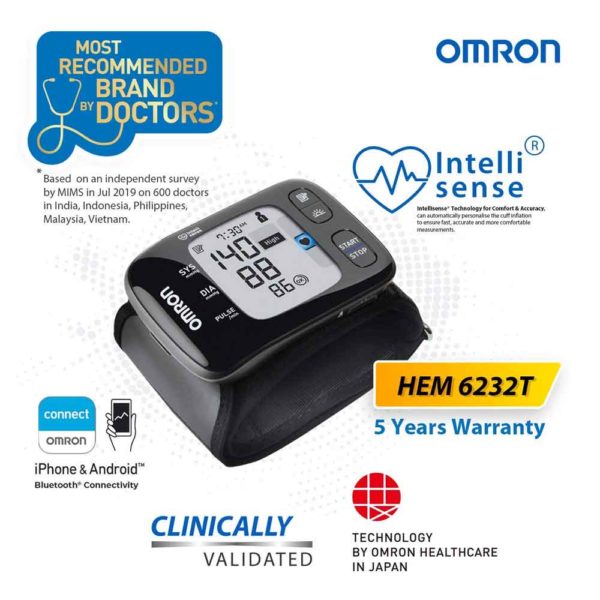 Buy Omron HEM 6232T Wrist Blood Pressure Monitor (Black) at lowest ...