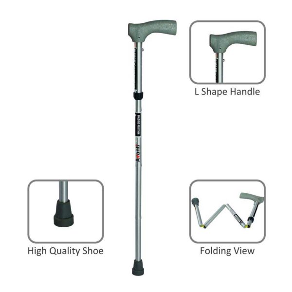 Buy Tynor Walking Stick L type (UN) ( L 08)-Black Online at Discounted  Price