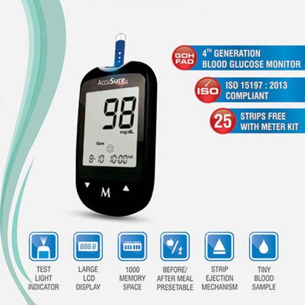 Buy AccuSure Simple 4th Generation Blood Glucose Monitoring System with ...